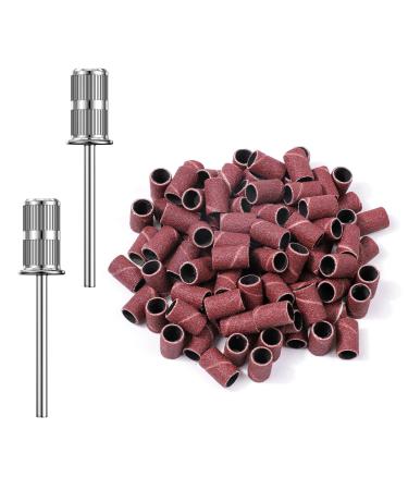 Subay Nail Drill Bits 100Pcs Sanding Bands for Nail Drill 180 Grit Fine Electric Nail Files Sanding Bands for for Acrylic Nails Gel Manicures and Pedicure silver