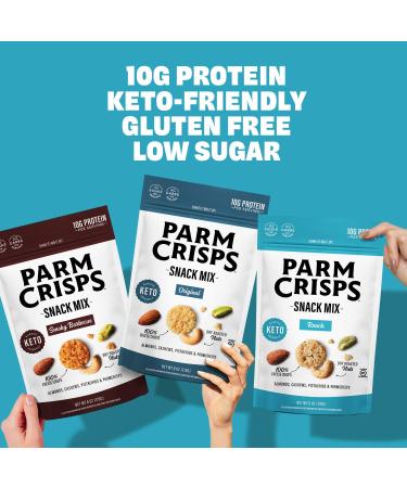 ParmCrisps Snack Mix Variety - Cheese Crisps and Nuts Snack (Original, Smokey Barbeque, Ranch) - High-Protein, Low Carb, Gluten Free - 6oz (Pack of 3) - Buy Online on SooperMarket.com