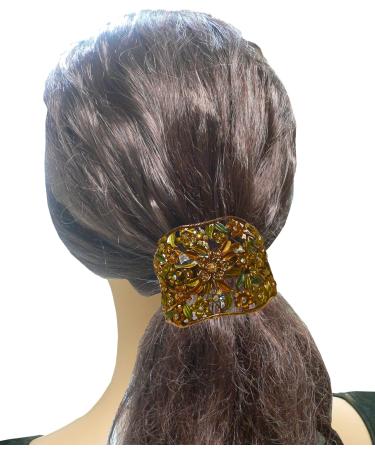 Crystal Flower Hair Holder Ponytail Barrettes Set of 3 - Blue, Rose, Brown | JCGY YY86900-5-3 - Buy Online on SooperMarket.com