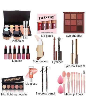 FantasyDay Multifunctional Makeup Gift Set - Complete Cosmetics Kit for Face Eyes & Lips | Eyeshadow Palette Lipstick Rouge Mascara & Brush - Perfect for Every Occasion - Buy Online on SooperMarket.com