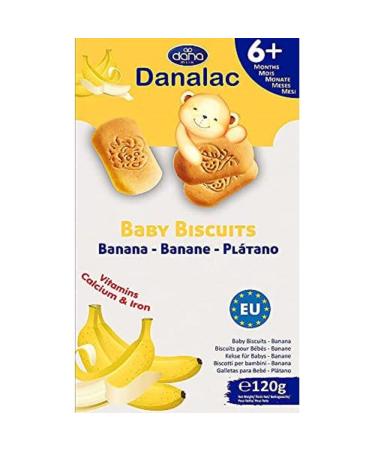 Danalac Banana Baby Biscuits Pack of Finger Food Snack for Toddlers 6+ Months with Calcium Iron and Vitamins 120 g 120 g (Pack of 1)