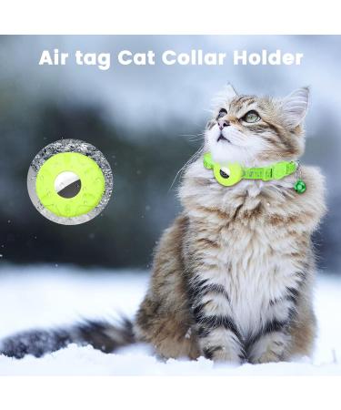 Airtag Cat Collar with Holder & Bell | Reflective Safety Neck Band for Kittens & Puppies - Green - Buy Online on SooperMarket.com