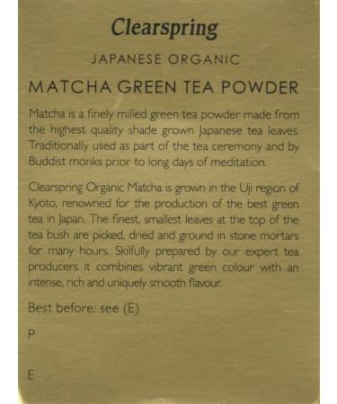 Clearspring Organic Japanese Matcha Green Tea Powder - Ceremonial Grade 30g - Pack of 1 - Buy Online on SooperMarket.com