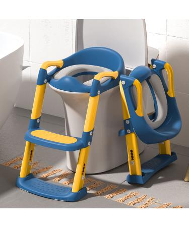 FAYDUDU Potty Training Seat with Step Stool Ladder,Toddler Potty Training Toilet for Kids Boys Girls-Comfortable Safe Potty Seat with Anti-Slip Pads Blue