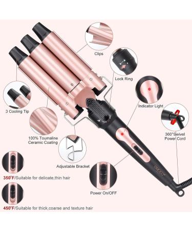 5-in-1 Beach Waver Curling Iron Wand Set for Women & Men - 3/8 to 1 1/4 Barrel Sizes - Hair Curlers & Crimper Tool with Attachments for Curly Hairstyles - Buy Online on SooperMarket.com