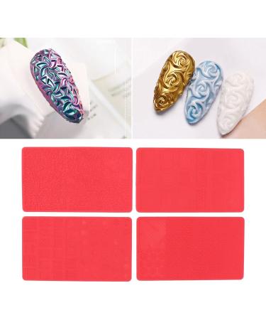Nail Stamping Template Set - 4PCS 3D Relief Silicone Stencils for DIY Nail Art UV Gel Friendly Perfect for Salon & Home Use - Buy Online on SooperMarket.com