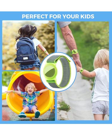 Dingfeiyu Airtag Waterproof Wristband for Kids & Adults - Adjustable Anti Lost Bracelet in Chartreuse Nylon - Buy Online on SooperMarket.com