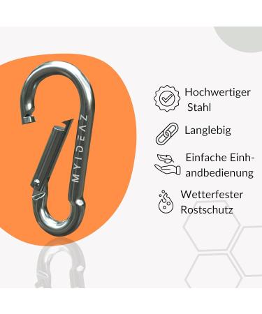 Premium Karabiner Set (60mm 80mm 100mm) - Heavy-Duty Snap Lock Steel Carabiners for Camping Hiking & Key Rings (10-Pack Up to 350kg) - Buy Online on SooperMarket.com