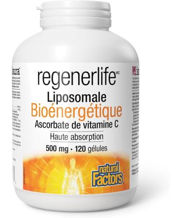 Natural Factors Regenerlife Liposomal Bioenergetic Vitamin C Ascorbate 500 mg 120 softgels High Absorption Stomach-Friendly Supports Bones Teeth Cartilage Gums and Immune Health Antioxidant - Buy Online on SooperMarket.com