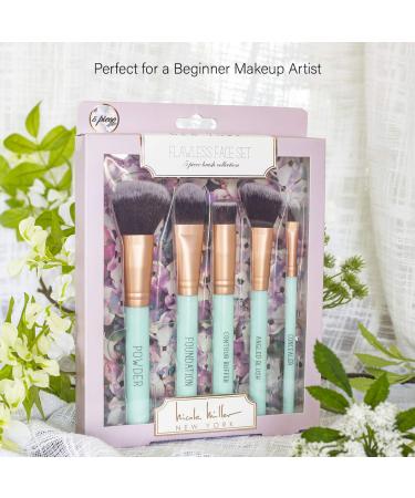 Nicole Miller 5-Piece Makeup Brush Set | Foundation Powder Blush & Concealer Brushes | International Shipping Available - Buy Online on SooperMarket.com