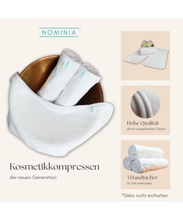 Nominia Facial Towels Premium White Microfiber 3-Series Set | Fluffy Durable Cosmetic Compresses U-Shaped Cut 400g/m Quality - Buy Online on SooperMarket.com