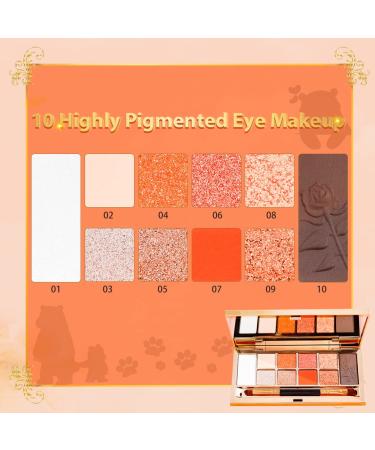 Glitter Eyeshadow Palette - 10 Highly Pigmented Shimmer & Matte Shades | Long-Lasting Velvety Texture | Includes Eyebrow Powder & Highlighter | Perfect Makeup Gift Set for All-Day Wear - Buy Online on SooperMarket.com