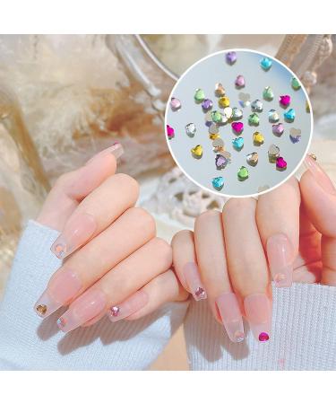 Heart Nail Rhinestones 90 Pcs Acrylic Flatback 3mm Heart Nail Charms Nail Art Rhinestones Gems 3D Nail Art Decorations for DIY Crafts Jewelry Making (Mixed) - Buy Online on SooperMarket.com