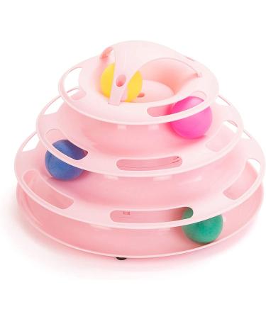 Suhaco 4 Level Roller Cat Toy with Colorful Moving Balls | Interactive Teaser Kitten Toy | Pink - Buy Online on SooperMarket.com