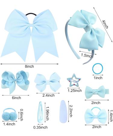 SKHAOVS 33 Pieces Sky Blue Girls School Hair Accessories Kit Girls Hair Accessories Set Ribbon Style Bow Bobbles Headband Large Cheer Bow Hair Accessories Girl Teen Toddler Birthday Gift (Sky Blue) - Buy Online on SooperMarket.com