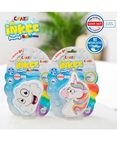 Buy INKEE Foamy Rainbow Bath Bombs - Set of 2 Unicorn & Cloud Shaped Kids Bath Fizzies | Strawberry Scented | International Shipping Available - Buy Online on SooperMarket.com