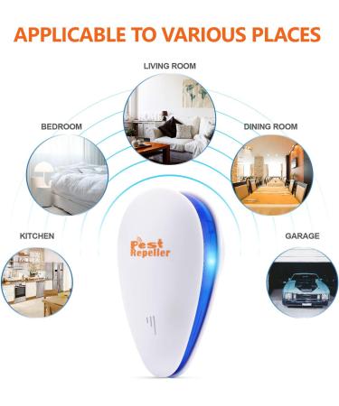 Set of 6 Ultrasonic Pest Repellers - Electronic Plug-in Indoor Repellent for Fleas, Insects, Mosquitoes, Mice, Spiders, Ants, Rats, Roaches, Bugs - Non-Toxic for Humans & Pets - White - Buy Online on SooperMarket.com