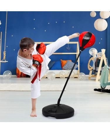Costzon Height Adjustable Punching Bag with Gloves and Hand Pump - Freestanding Boxing Set for Adults, Teens, and Kids - Speed Training and Exercise - ASTM Approved (48.5 Height) - Buy Online on SooperMarket.com