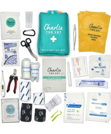 Vet Approved Dog First Aid Kit - Premium Supplies for Emergencies: Thermometer, Bandages, Nail Clippers, Tick Removers & More - Buy Online on SooperMarket.com