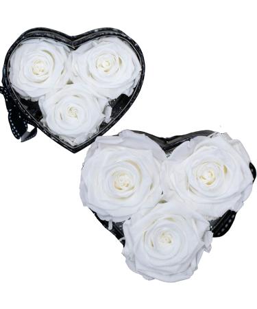 ROSEPOPS Pop-Up Three Preserved Real Roses - Three Scented Blooms Last One Year or Longer - Black Mock Croc Heart Shape Box (Marshmallow Fluff Roses) Marshmallow Fluff Black Croc - Buy Online on SooperMarket.com