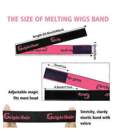 Goiple 3PCS Elastic Bands for Wig Edges - Adjustable Band for Lace Frontal Wigs - Includes Hair Wax Stick Set - Buy Online on SooperMarket.com