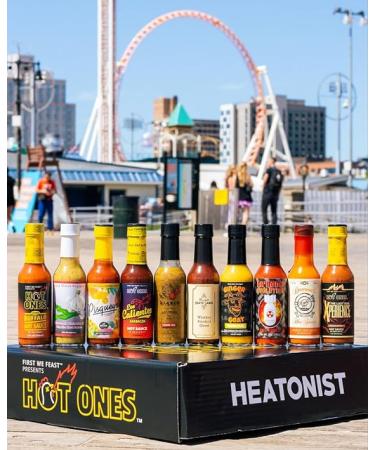 Hot Ones Season 22 Lineup Hot Sauce Challenge Kit - 10-Pack of Unique Natural Ingredients Gift Box for Spice Lovers - Small Batch 5 fl oz Bottles - Buy Online on SooperMarket.com