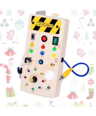 Thedttoy Montessori Busy Board Montessori Toys from 1 2 year wooden toys Activity Board Sensory educational toys with LED Christmas Gift for young girls toddlers from 1 2 3+ years Style A