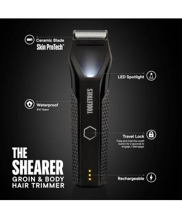 Tooletries The Shearer - Electric Groin & Body Hair Trimmer | Waterproof USB-C Rechargeable Men's Hygiene Shaver with Replaceable Ceramic Blade Heads - Buy Online on SooperMarket.com