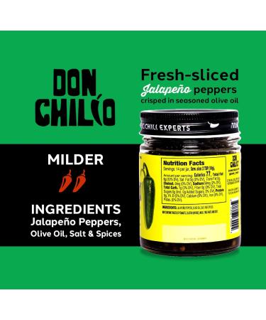 Don Chilio Chile Crisp - Crunchy Sliced Jalapenos in Hot Seasoned Oil - Mild Flavor- 0 Carb Keto Friendly - Versatile Topping, Sauce, or Salsa Alternative - Buy Online on SooperMarket.com