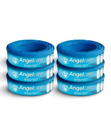 Angelcare original refill cassettes plus 6-pack lasts up to 12 months 5x less foil consumption 6 pieces (1-pack) blue single