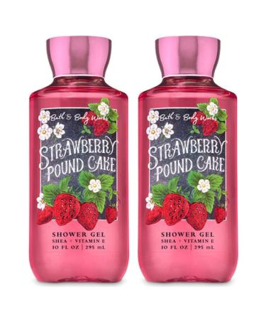Bath and Body Works Strawberry Pound Cake Shower Gel 10 Oz 2 Pack (Strawberry Pound Cake)