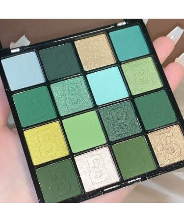 Yeweian St Patricks Day Green Eyeshadow Palette  16 Colors Green Glitter Matte Eyeshadow Makeup Palette Forest Green Yellow Colorful Eye Shadow Plattet Highly Pigmented Waterproof Dark Eyeshadow Pallete 14