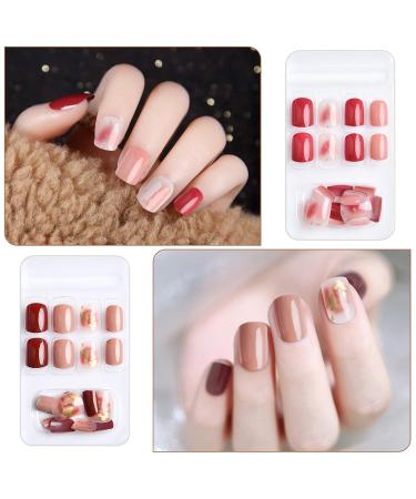Kalolary 144PCs False Nails Set - Full Finger Acrylic Artificial Nails with Glue Stickers for Women & Girls | Nail Art DIY Decoration - Buy Online on SooperMarket.com