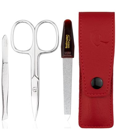 marQus Manicure Set 3 pieces travel set with file from Solingen nail care set nail scissors set and nail set 7. Red