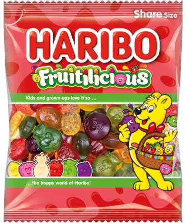Fruitilicious Juicy Gummy Sweets Soft Chewy Candy Pineapple Blackcurrant Raspberry Strawberry Lemon Apple 150g - 3x Share Bags - Buy Online on SooperMarket.com