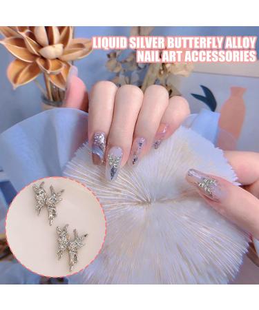 20 Pcs Alloy Butterfly Nail Decorations - 3D Luxury Silver Nail Art Charms for Women & Girls - Perfect Nail Design Accessories - Buy Online on SooperMarket.com