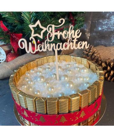 Merry Christmas Star Cake Topper - Wooden Cake Decoration for Christmas Celebrations - Buy Online on SooperMarket.com