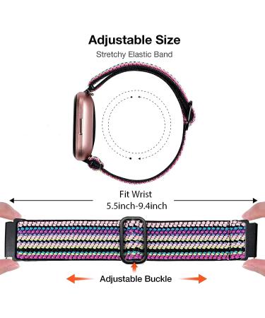 Fitbit Versa Elastic Bands 4 Pack Compatible - Soft Nylon Straps for Women Men - Black, Dark Blue, Light Gray, White - Adjustable & Stretchy - Buy Online on SooperMarket.com