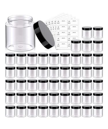 50 Pack 4 OZ Plastic Jars Round Clear Cosmetic Container Jars with Lids, Eternal Moment Plastic Slime Jars for Lotion, Cream, Ointments, Makeup, Eye shadow, Rhinestone, Samples, Pot, Travel Storage 4 Ounce