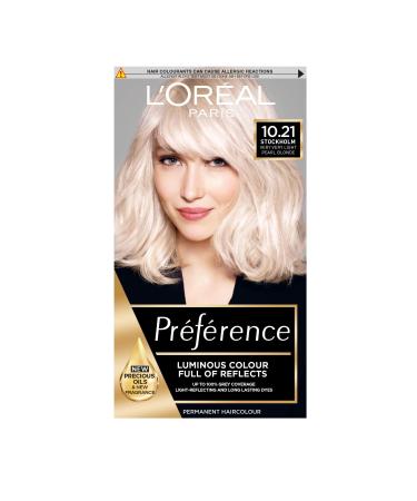 L'Oreal Paris Preference Hair Dye Long Lasting Luminous Permanent Hair Colour 10.21 Stockholm STOCKHOLM 10.21 1 count (Pack of 1)