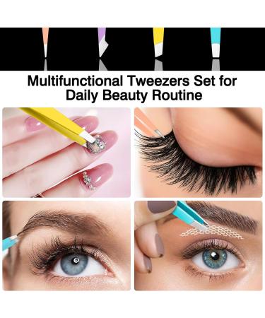 4-Piece Stainless Steel Tweezers Set for Ingrown Hairs - Facial Hair Removal for Men & Women (Multi-Colored) - Buy Online on SooperMarket.com