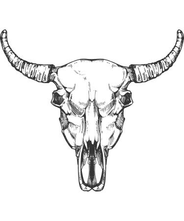 Dopetattoo 6 sheets Temporary Tattoos for Men and Women Buffalo Skull Sketch Bull Bones for Men Temporary tattoo for Women Neck Arm Chest for Woman