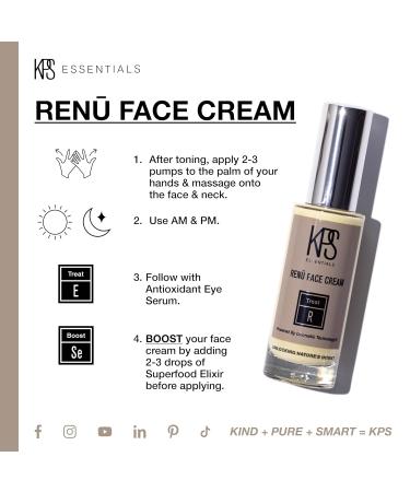 KPS Essentials Organic Ren Face Cream - Hyaluronic Acid Dark Spot Corrector & Puffiness Reducer | 1oz Eye Cream for Crepe Skin - Buy Online on SooperMarket.com