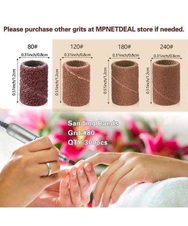 300pcs #80 Grit Sanding Bands for Acrylic Nails | Efile Nail Drill Bits Mandrel - Buy Online on SooperMarket.com
