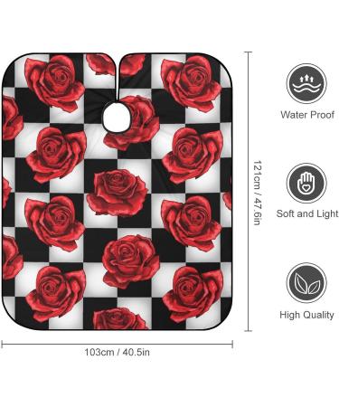 Red Roses Black White Plaid Barber Cape - Professional Hair Cutting Apron for Kids - Buy Online on SooperMarket.com