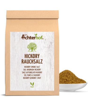 Hickory smoke salt 250g |With exquisite smoke aroma |American Barbecue Salz |Ideal for sauces marinades or for the preparation of roasts or grilled meat |From the Achterhof 250 g (1 Pack)