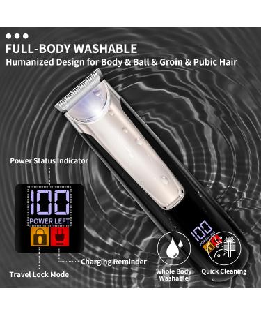 Body Hair Trimmer for Men | Waterproof Electric Groin Shaver with LED Light - Male Grooming Kit - Buy Online on SooperMarket.com