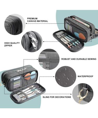 Vnieetsr Large Pencil Case Big Capacity Pencil Bag Large Storage Pouch 3 Compartments Desk Organizer Marker Pen Case Simple Stationery Bag Pencil Holder (Gray) - Buy Online on SooperMarket.com