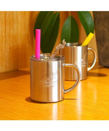 Housavvy 10 Oz Kids Stainless Steel Cups - Insulated, Spill Proof Toddler Cups with Straws, Lids, and Handles - BPA Free Sippy Cups for Toddlers - Silver-Duck Design - 4 Pack - Buy Online on SooperMarket.com
