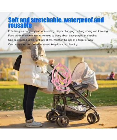 Topincn Pink Silicone Pacifier Clips Adjustable Baby Bottle Straps & Toy Seat Belts - Stretchy Bite Ring Dishwear for Strollers - Buy Online on SooperMarket.com